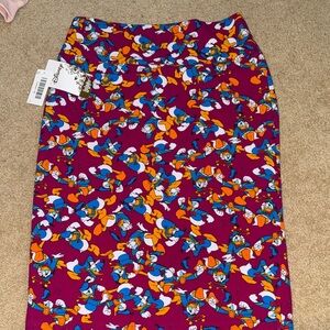 Disney Vibrant Donald Duck Pencil Skirt - Purple and Orange Lularoe NWT